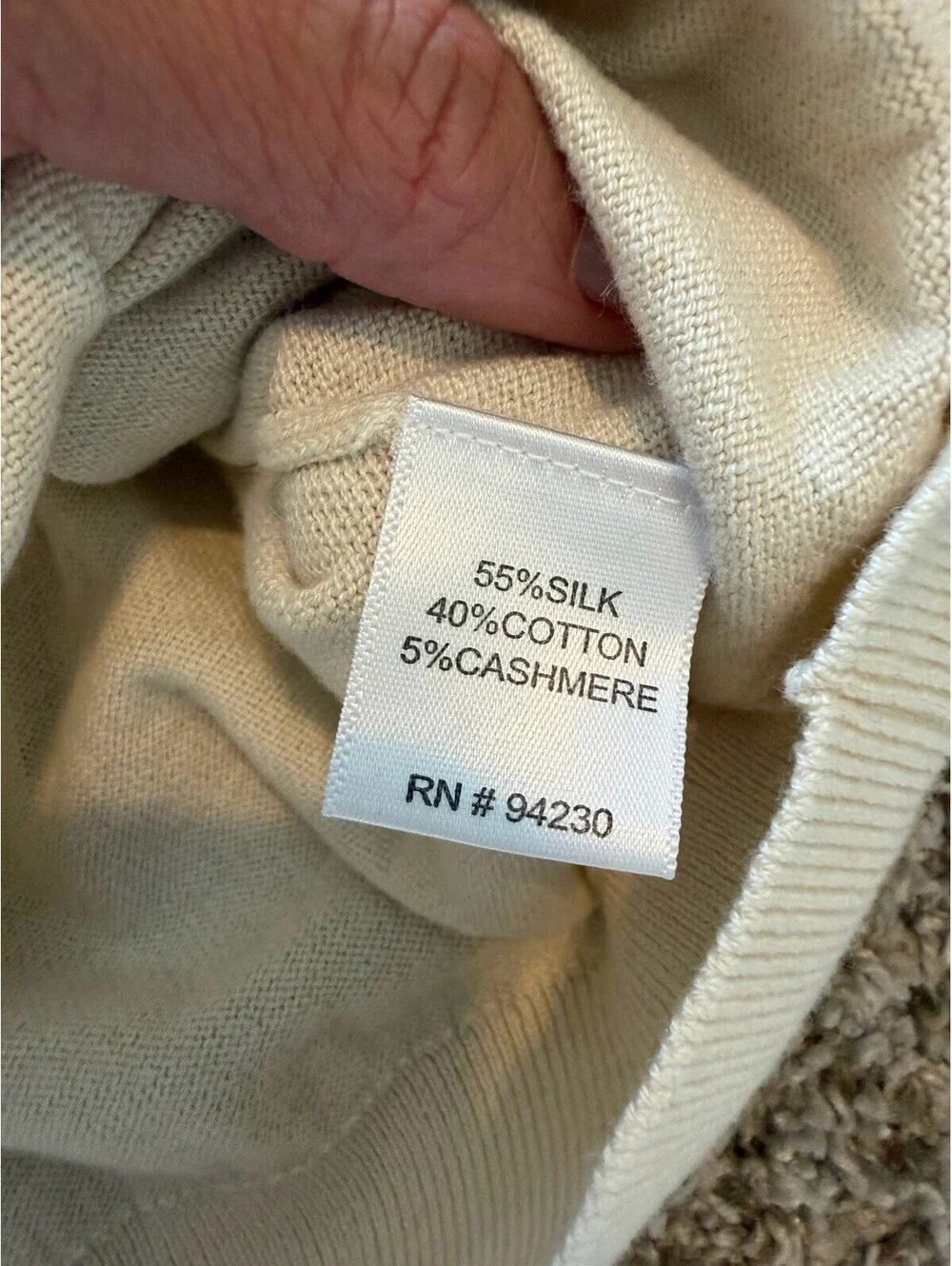 Paul Fredrick Men’s Cream Full-Zip Sweater 4XLT Silk Cotton Cashmere Luxury